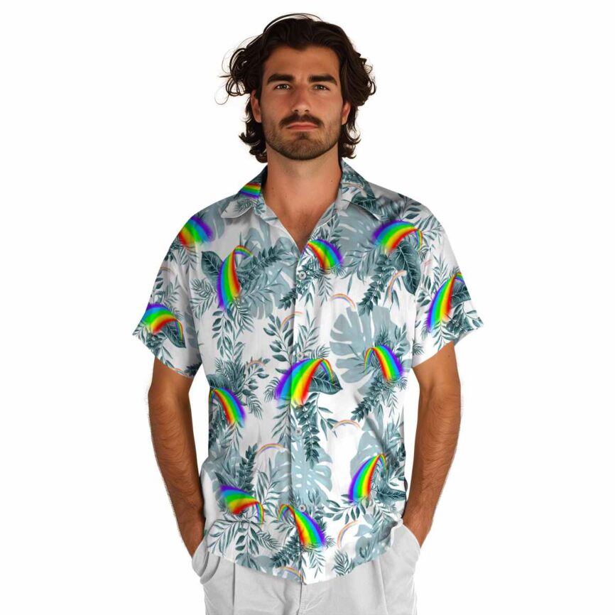 Rainbow Tropical Fronds Hawaiian Shirt New Arrival