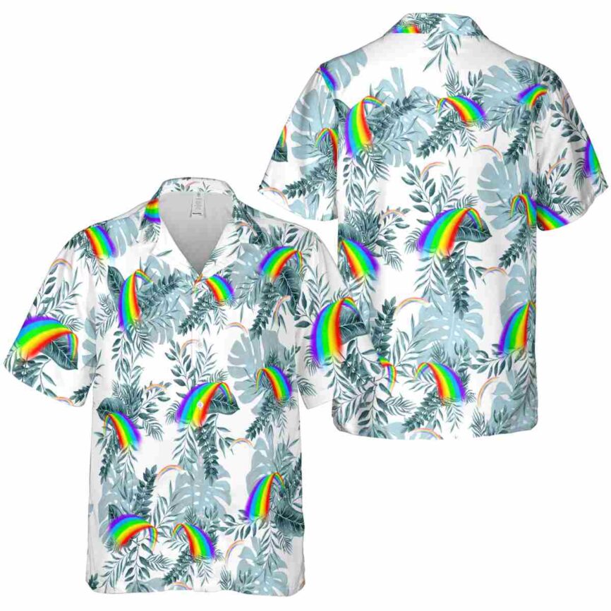 Rainbow Tropical Fronds Hawaiian Shirt Premium grade