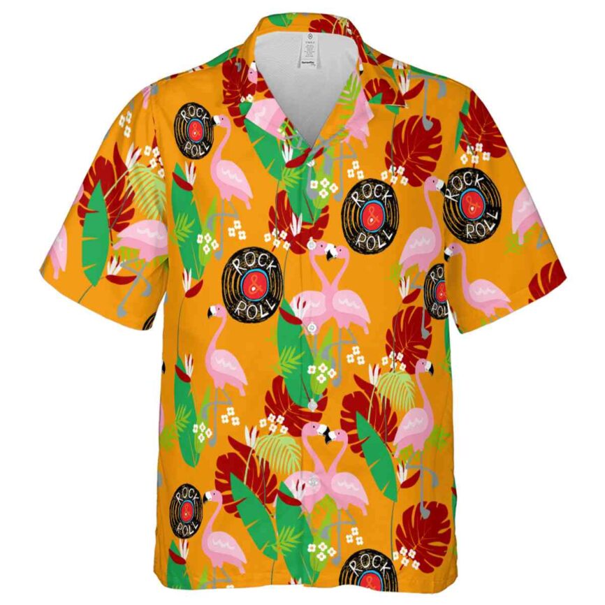 Rock And Roll Flamingo Leaf Hawaiian Shirt Fashion forward