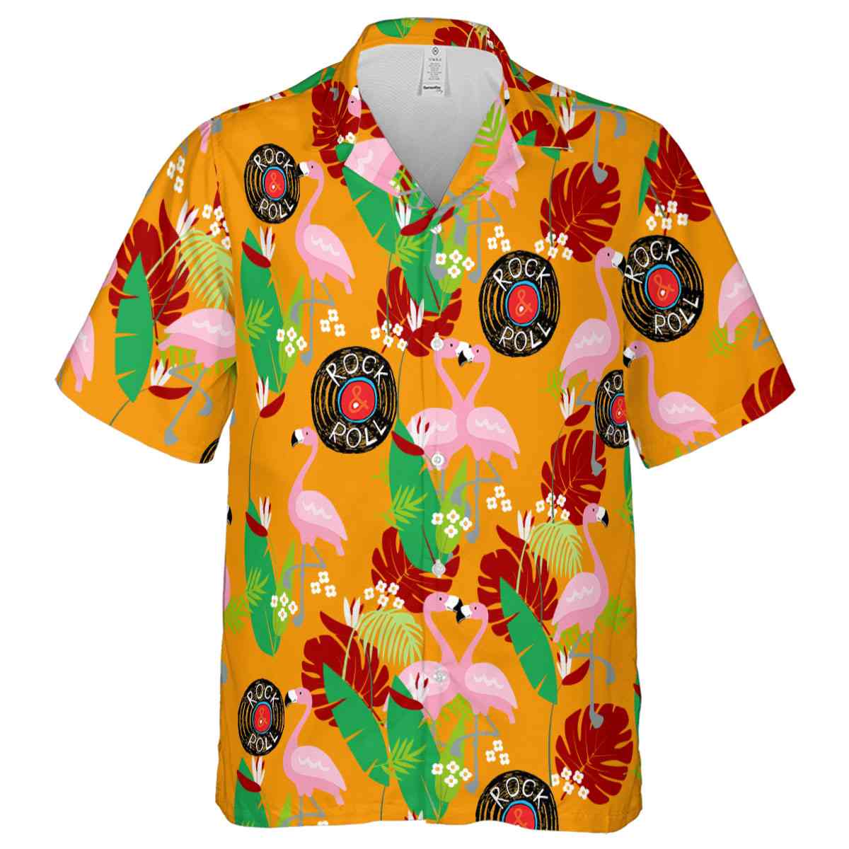 Rock And Roll Flamingo Leaf Hawaiian Shirt Fashion forward Rock And Roll Flamingo Leaf Hawaiian Shirt Fashion forward
