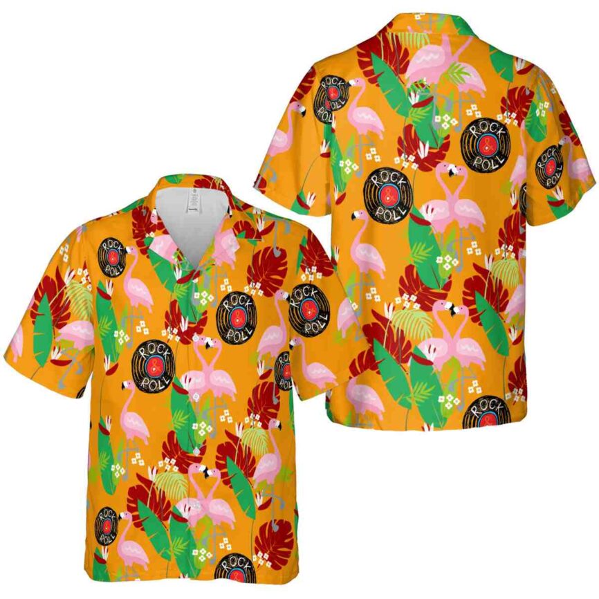 Rock And Roll Flamingo Leaf Hawaiian Shirt Premium grade