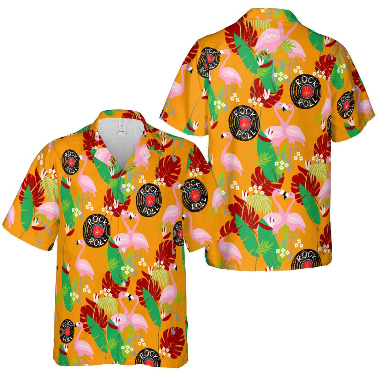Rock And Roll Flamingo Leaf Hawaiian Shirt Premium grade Rock And Roll Flamingo Leaf Hawaiian Shirt Premium grade