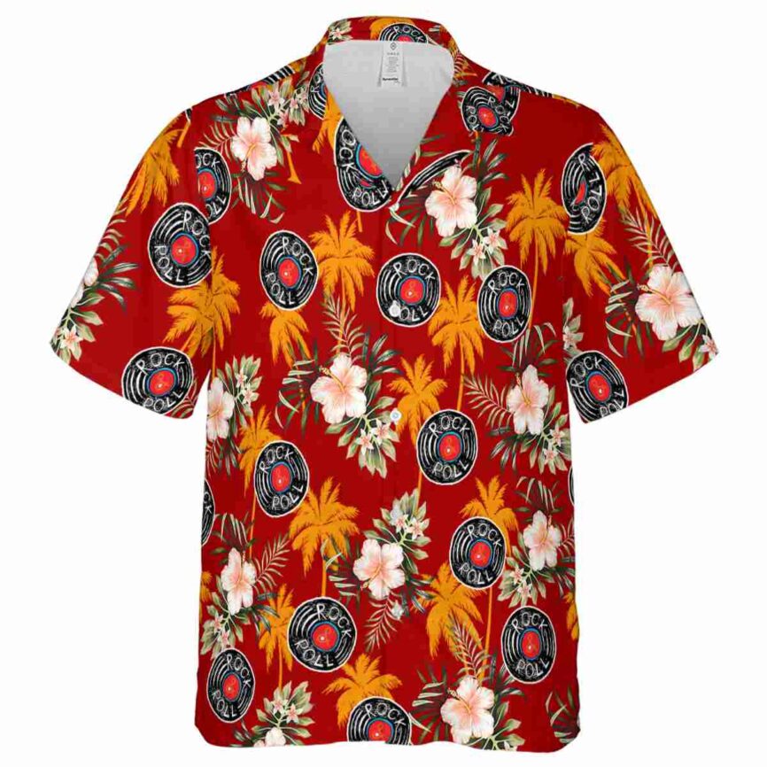 Rock And Roll Hibiscus Palm Hawaiian Shirt Fashion forward