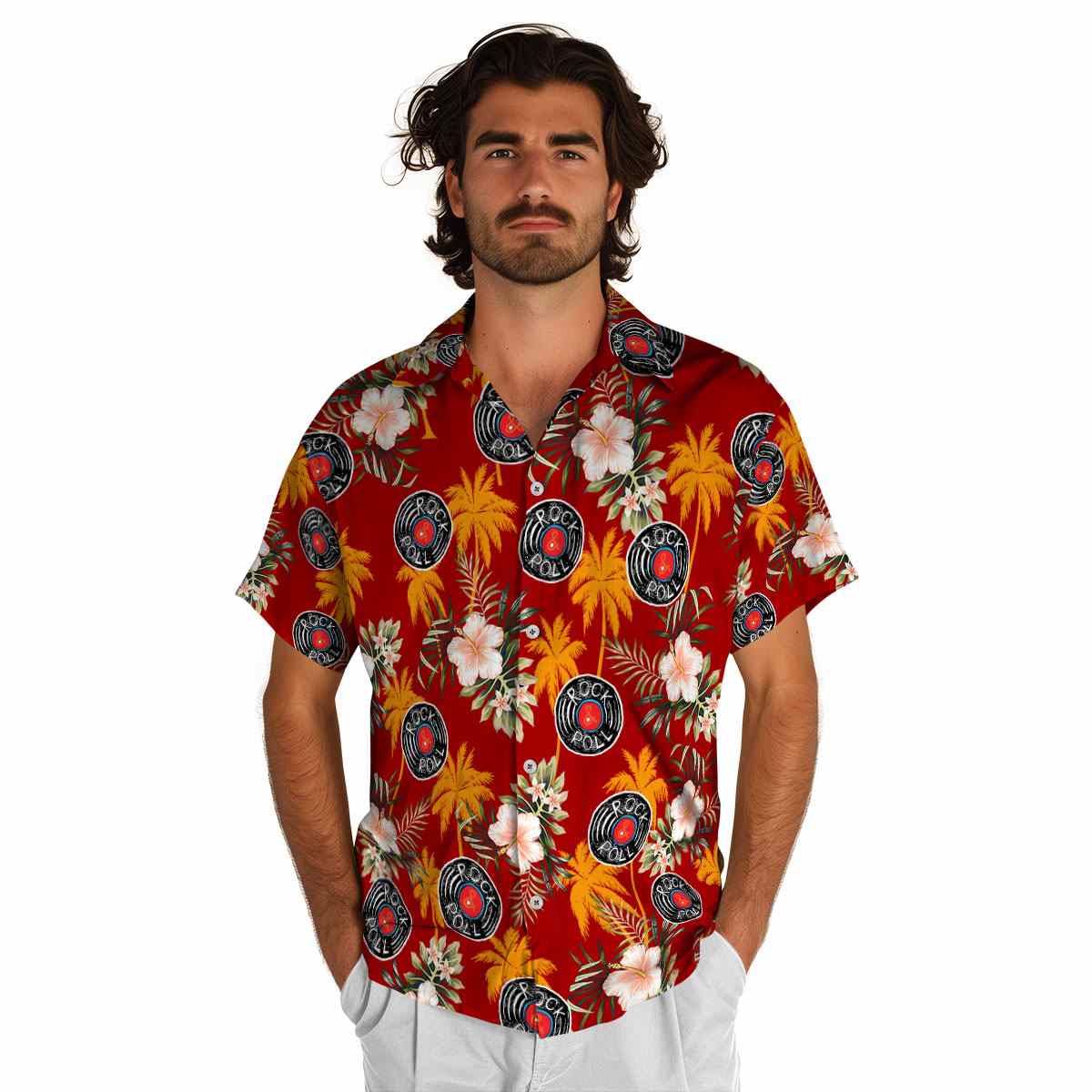 Rock And Roll Hibiscus Palm Hawaiian Shirt New Arrival Rock And Roll Hibiscus Palm Hawaiian Shirt New Arrival