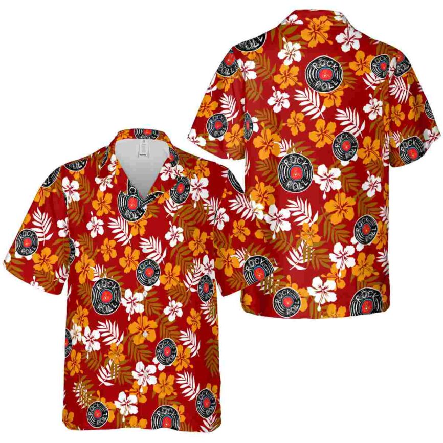 Rock And Roll Leafy Hibiscus Hawaiian Shirt Premium grade