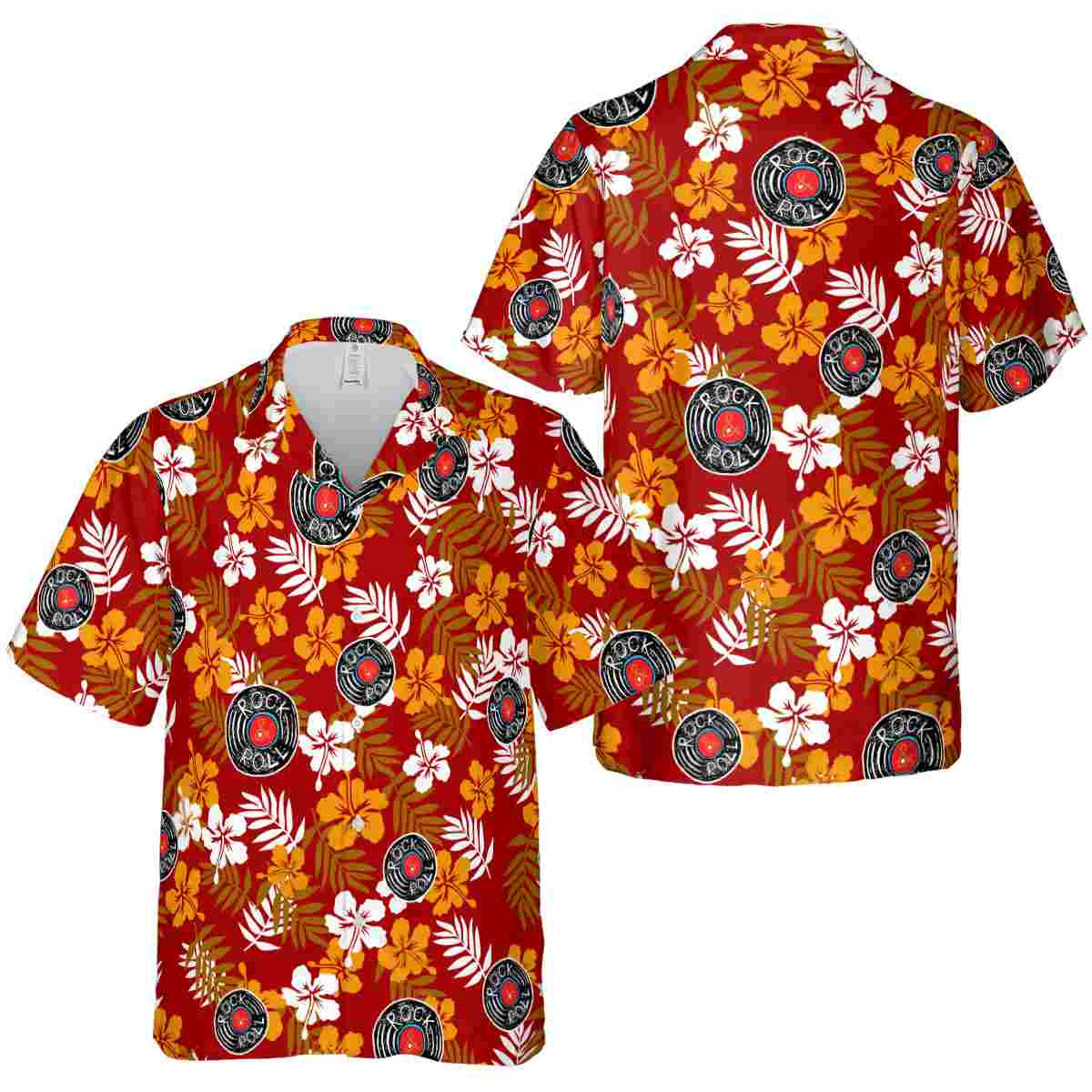 Rock And Roll Leafy Hibiscus Hawaiian Shirt Premium grade Rock And Roll Leafy Hibiscus Hawaiian Shirt Premium grade