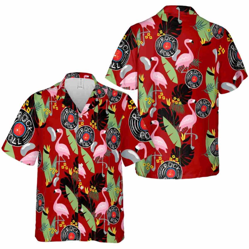 Rock And Roll Pink Flamingo Hawaiian Shirt Premium grade
