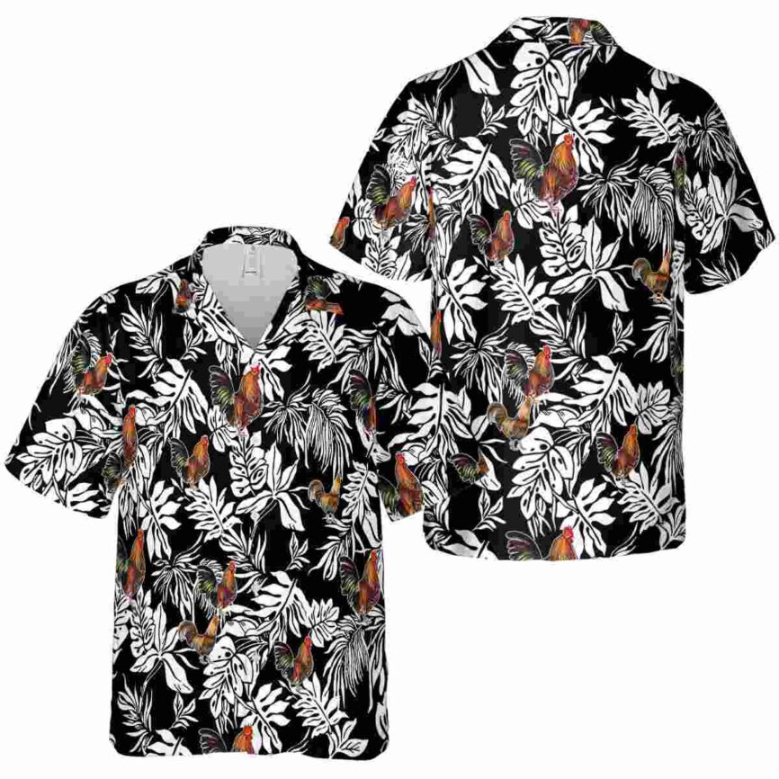 Rooster Bold Foliage Hawaiian Shirt Premium grade