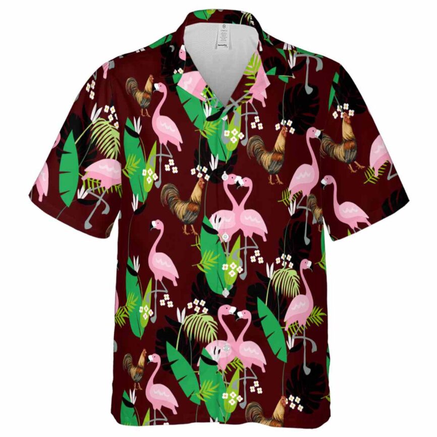 Rooster Flamingo Leaf Hawaiian Shirt Fashion forward