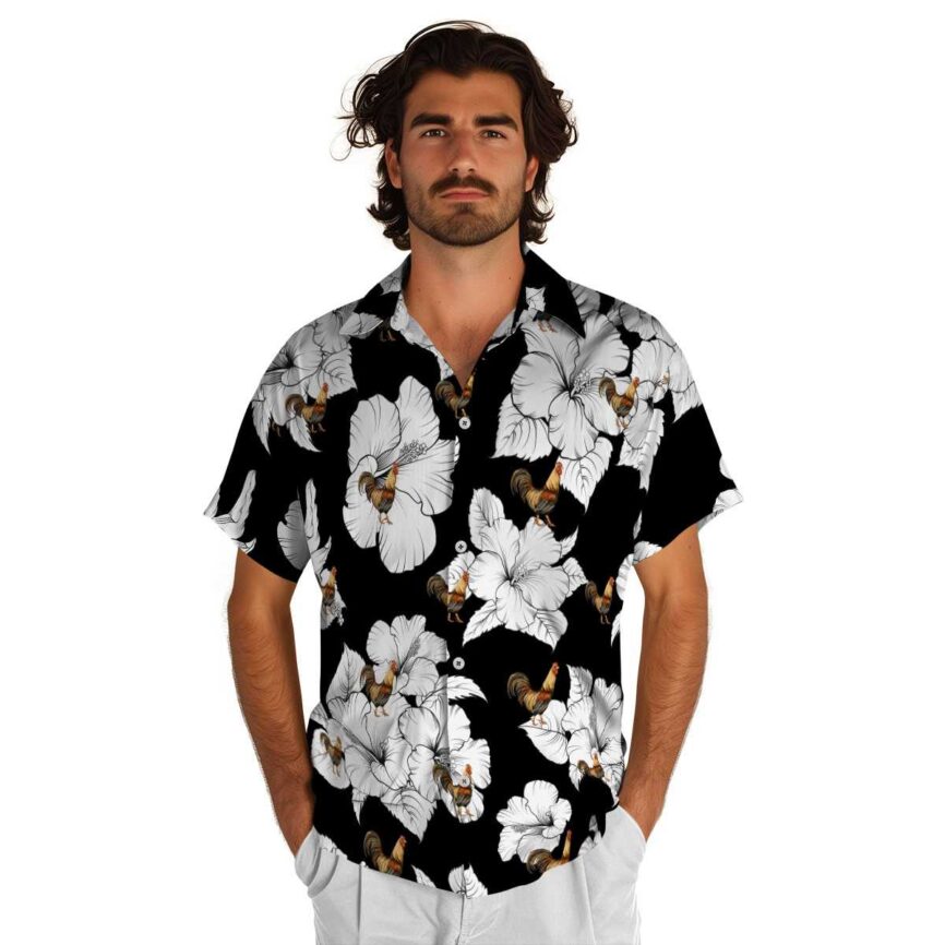 Rooster Hibiscus Flower Hawaiian Shirt New Arrival