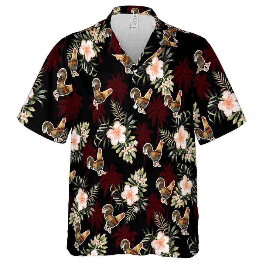 Rooster Hibiscus Palm Hawaiian Shirt Fashion forward