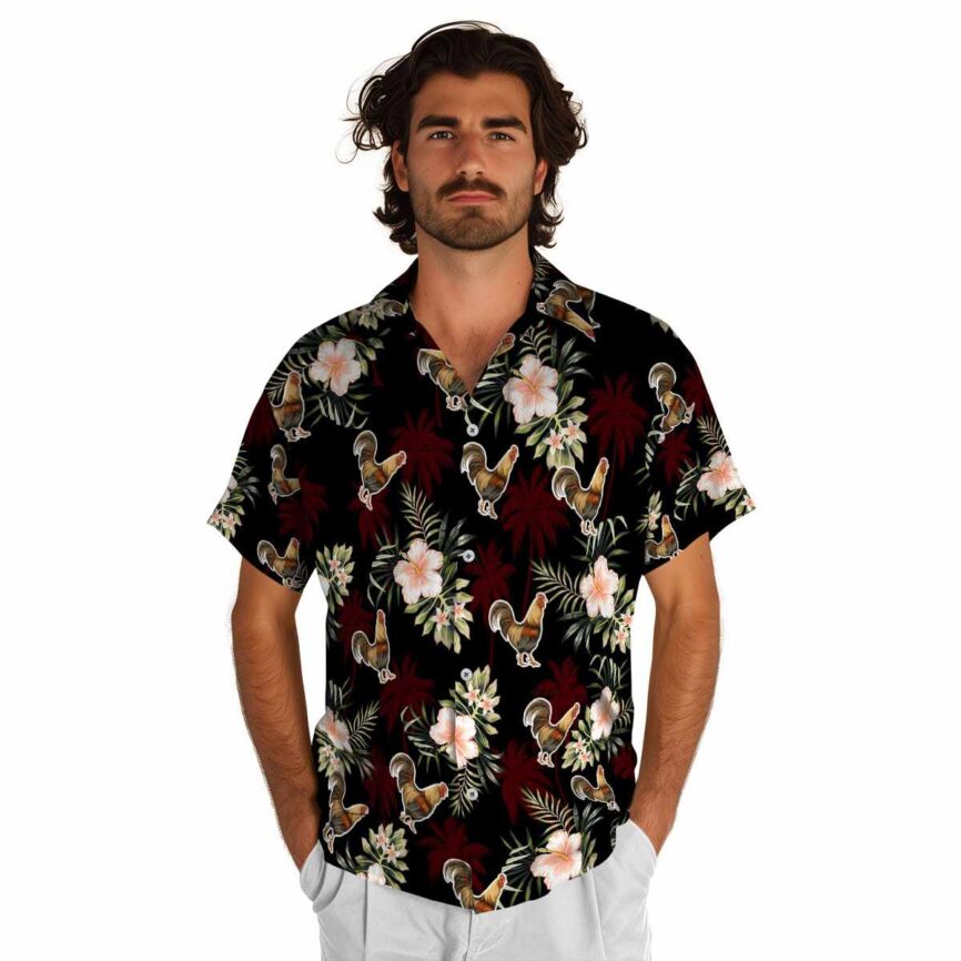 Rooster Hibiscus Palm Hawaiian Shirt New Arrival