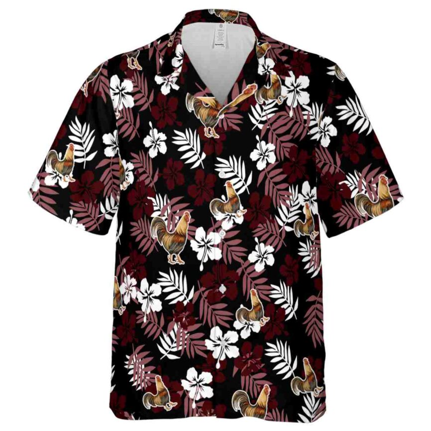 Rooster Leafy Hibiscus Hawaiian Shirt Fashion forward