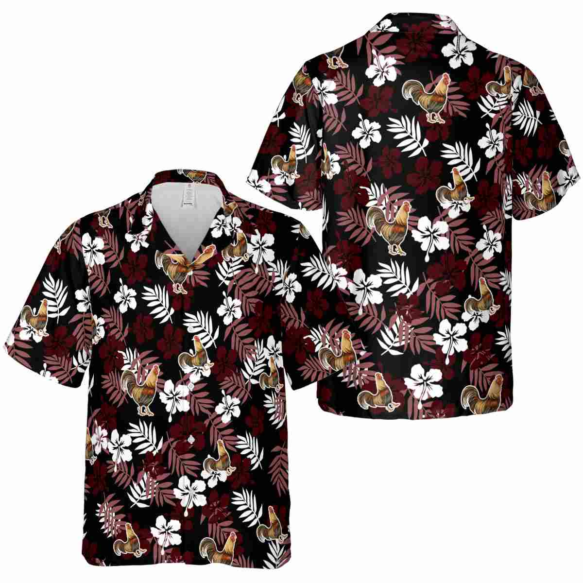 Rooster Leafy Hibiscus Hawaiian Shirt Premium grade Rooster Leafy Hibiscus Hawaiian Shirt Premium grade