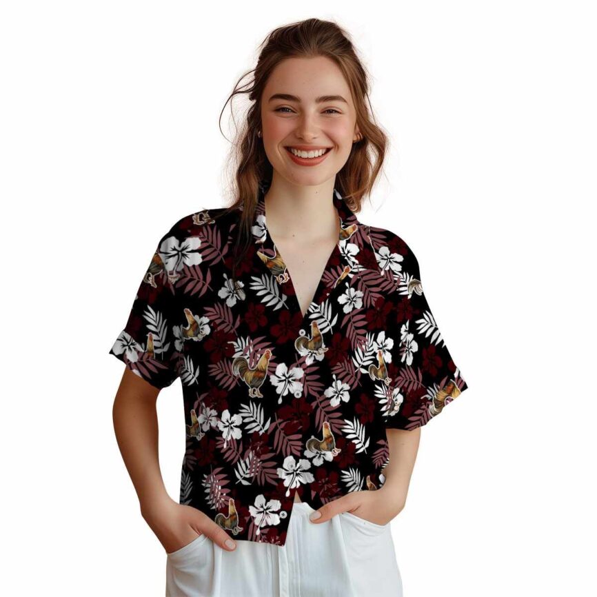 Rooster Leafy Hibiscus Hawaiian Shirt Top rated