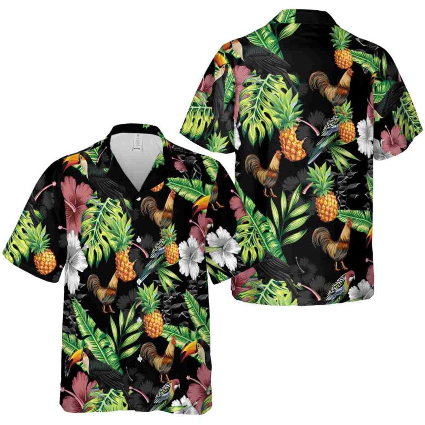 Rooster Leafy Toucan Hawaiian Shirt Premium grade