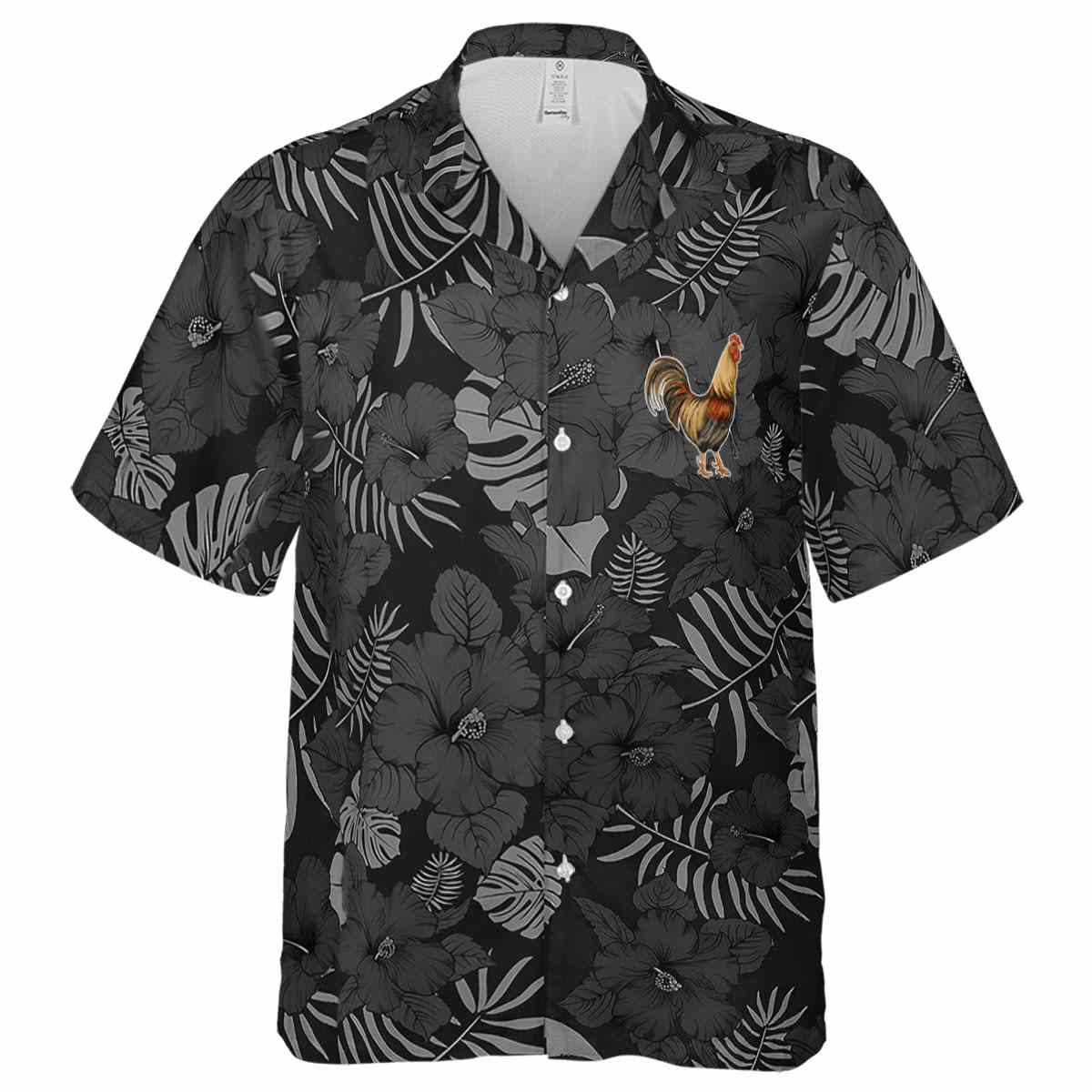 Rooster Monochrome Floral Hawaiian Shirt Fashion forward Rooster Monochrome Floral Hawaiian Shirt Fashion forward