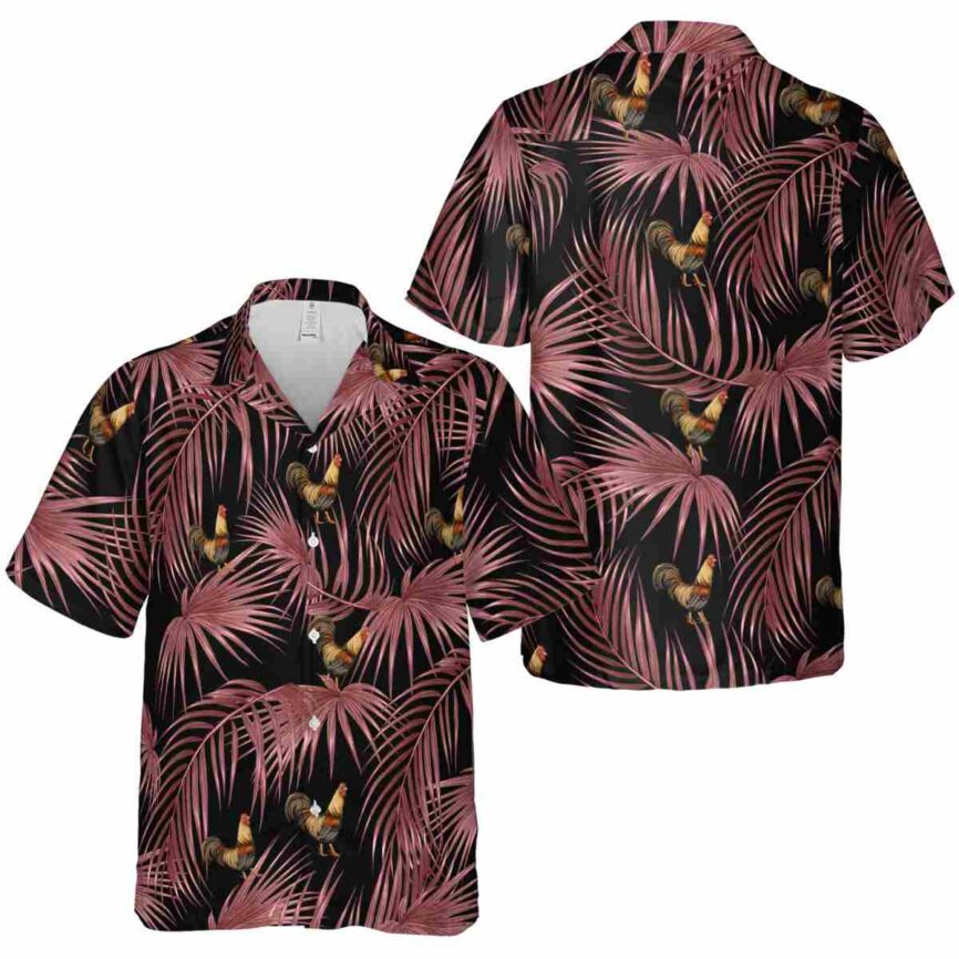 Rooster Palm Frond Hawaiian Shirt Premium grade