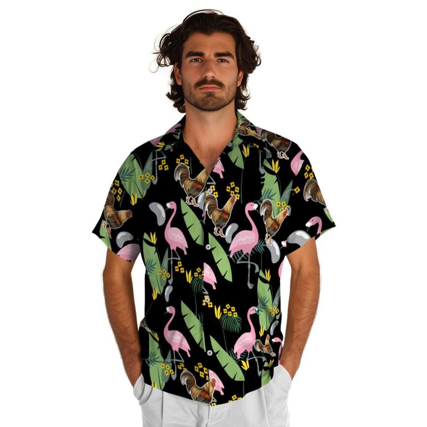 Rooster Pink Flamingo Hawaiian Shirt New Arrival