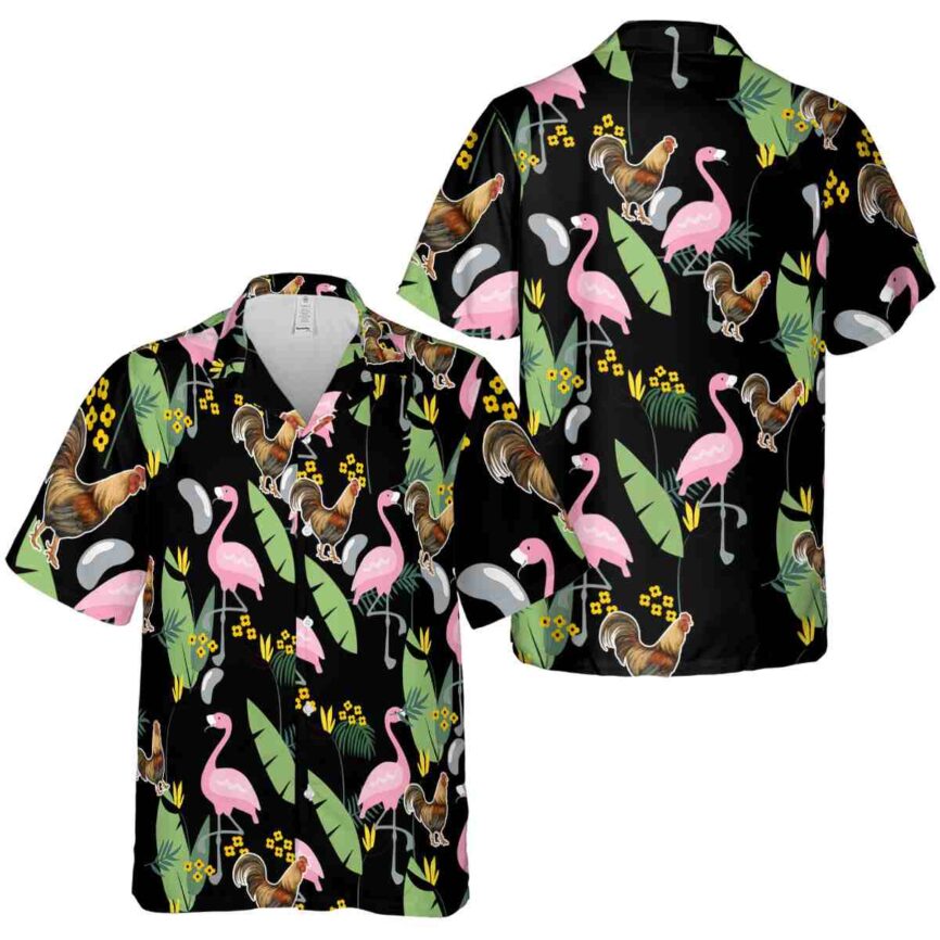 Rooster Pink Flamingo Hawaiian Shirt Premium grade