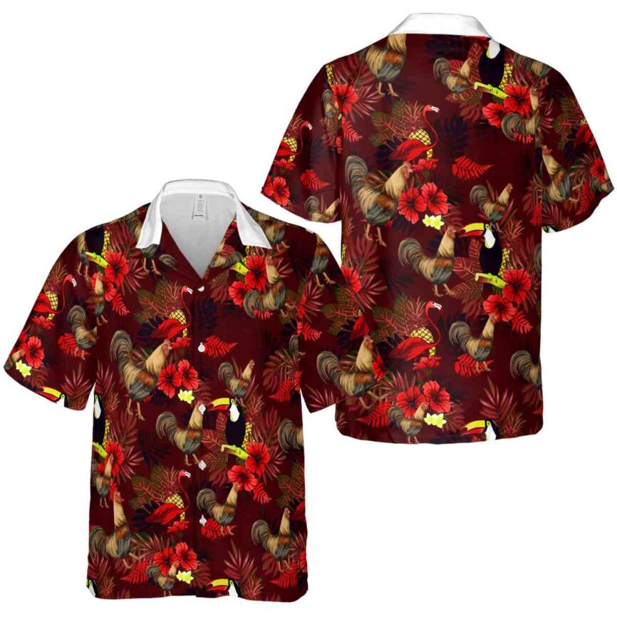 Rooster Tropical Bird Hawaiian Shirt Premium grade