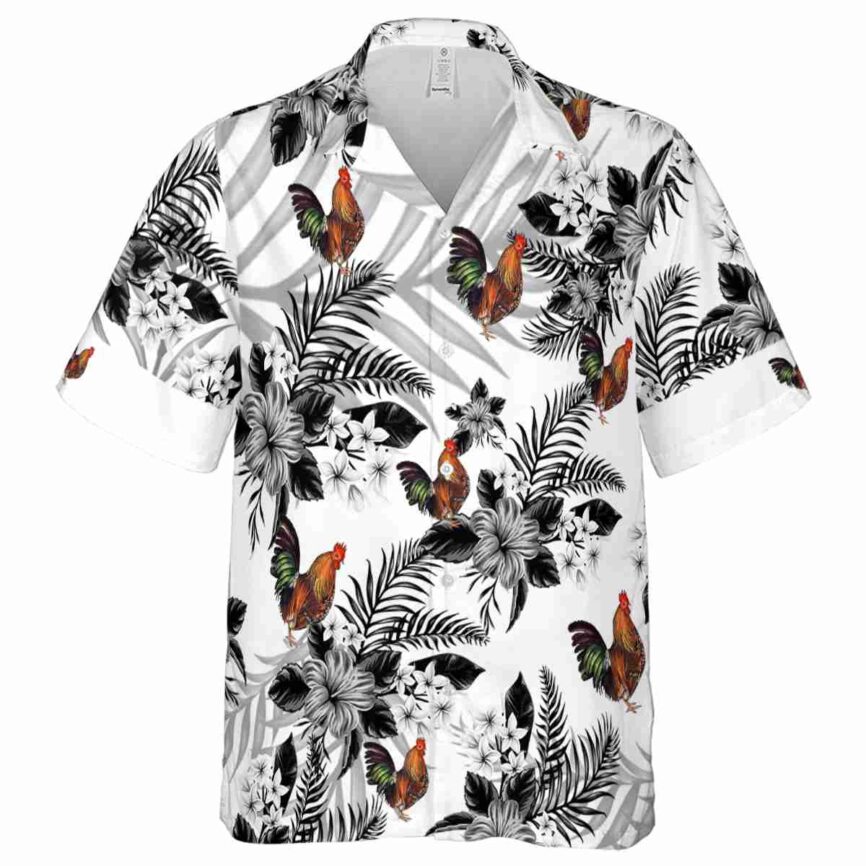 Rooster Tropical Blossom Hawaiian Shirt Fashion forward