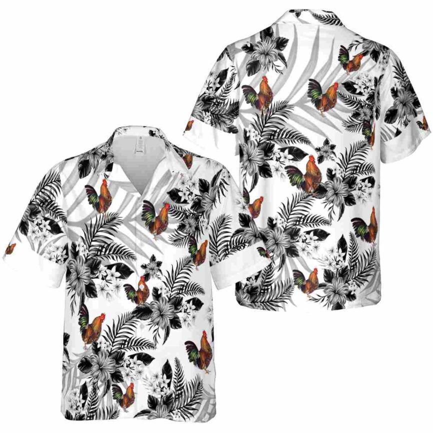 Rooster Tropical Blossom Hawaiian Shirt Premium grade