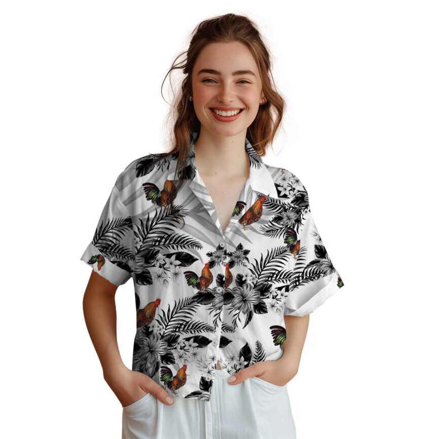 Rooster Tropical Blossom Hawaiian Shirt Top rated
