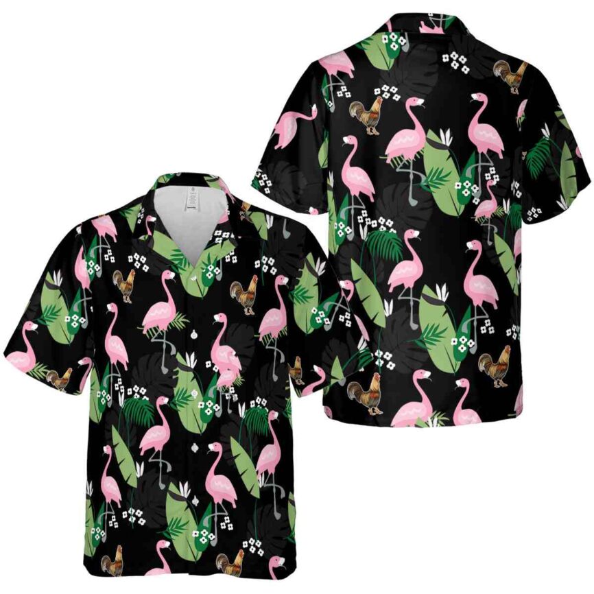 Rooster Tropical Flamingo Hawaiian Shirt Premium grade