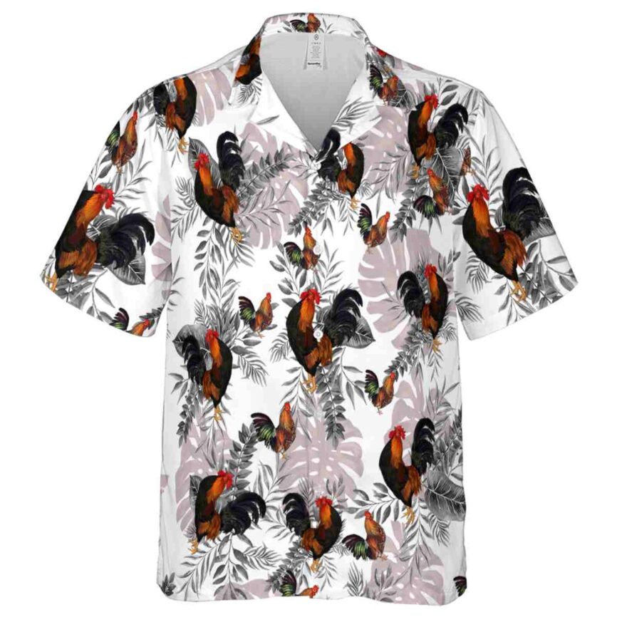Rooster Tropical Fronds Hawaiian Shirt Fashion forward