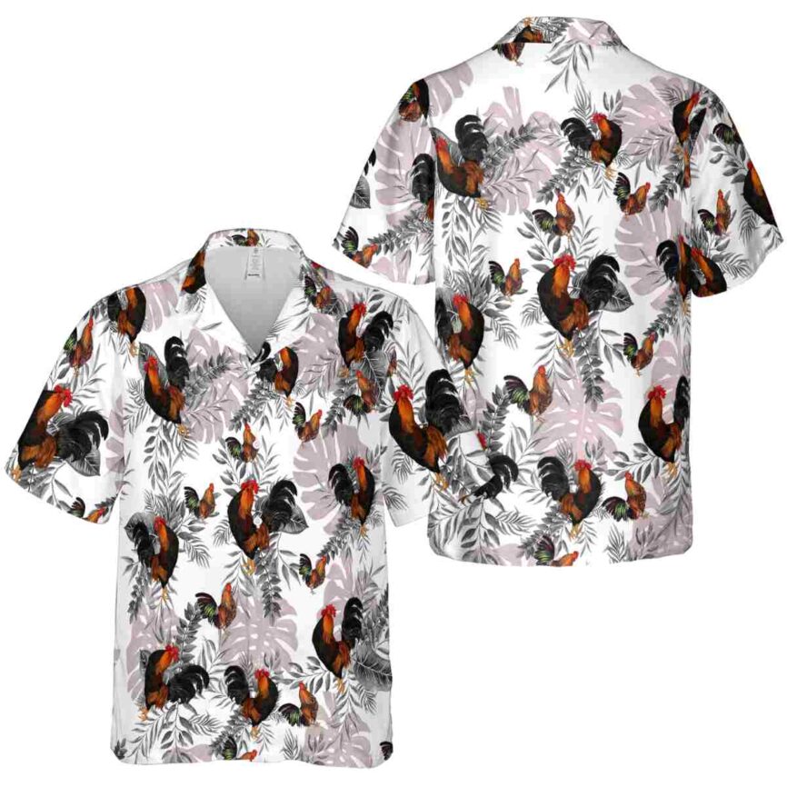 Rooster Tropical Fronds Hawaiian Shirt Premium grade