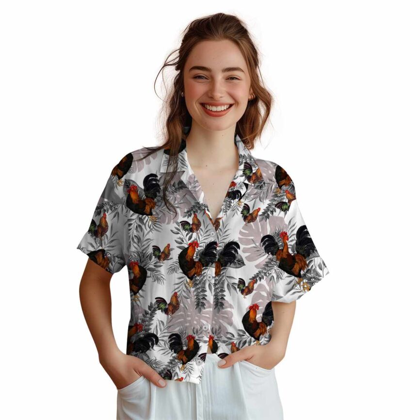 Rooster Tropical Fronds Hawaiian Shirt Top rated