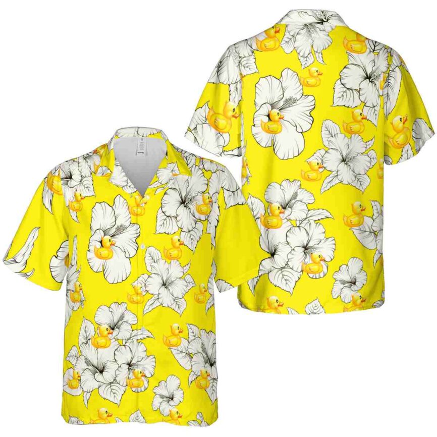 Rubber Duck Hibiscus Flower Hawaiian Shirt Premium grade