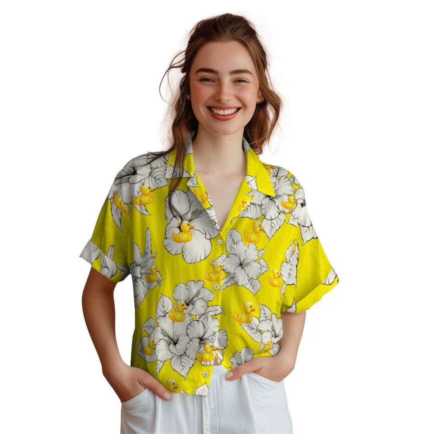 Rubber Duck Hibiscus Flower Hawaiian Shirt Top rated