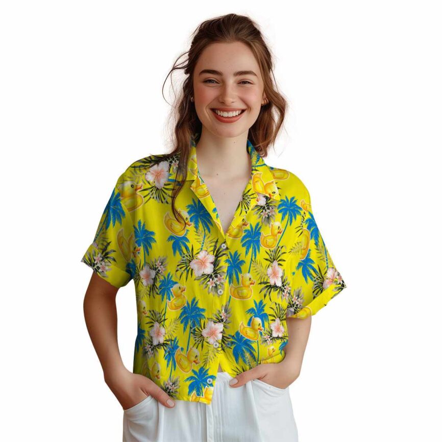 Rubber Duck Hibiscus Palm Hawaiian Shirt Top rated
