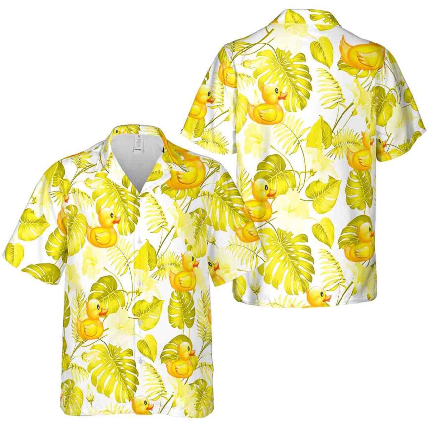 Rubber Duck Leaf Pattern Hawaiian Shirt Premium grade