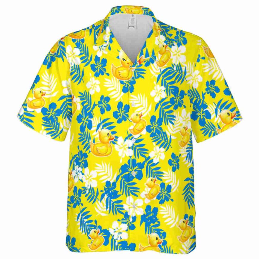 Rubber Duck Leafy Hibiscus Hawaiian Shirt Fashion forward