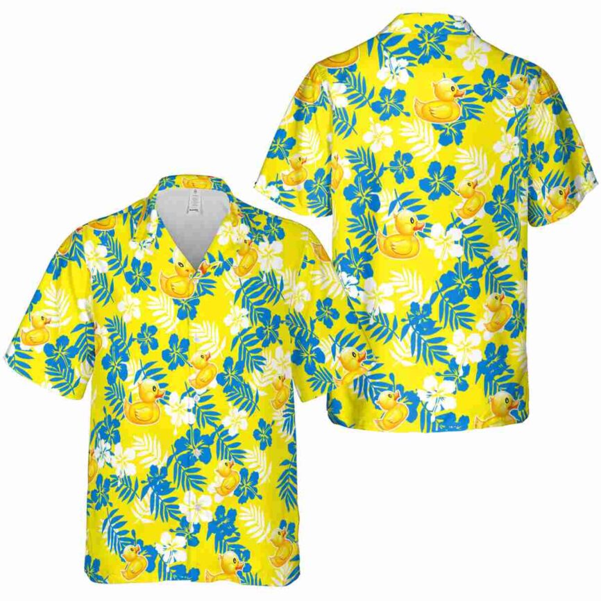 Rubber Duck Leafy Hibiscus Hawaiian Shirt Premium grade