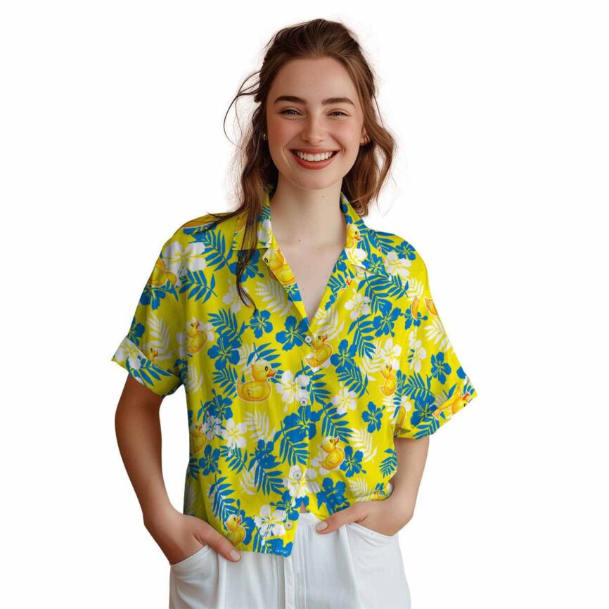 Rubber Duck Leafy Hibiscus Hawaiian Shirt Top rated