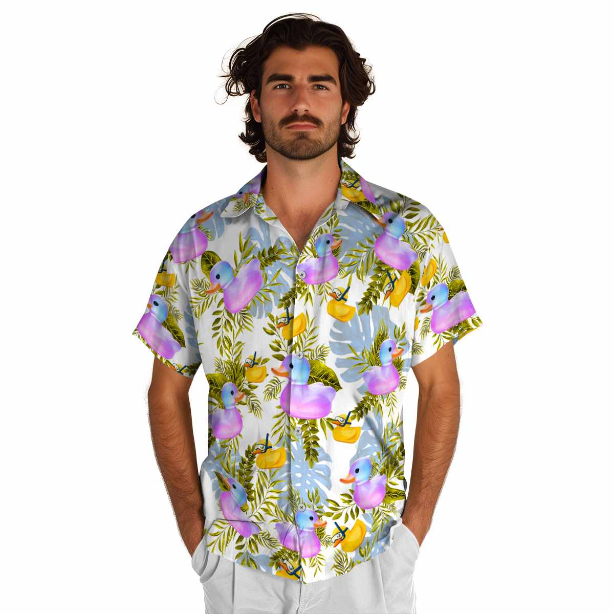 Rubber Duck Tropical Fronds Hawaiian Shirt New Arrival Rubber Duck Tropical Fronds Hawaiian Shirt New Arrival
