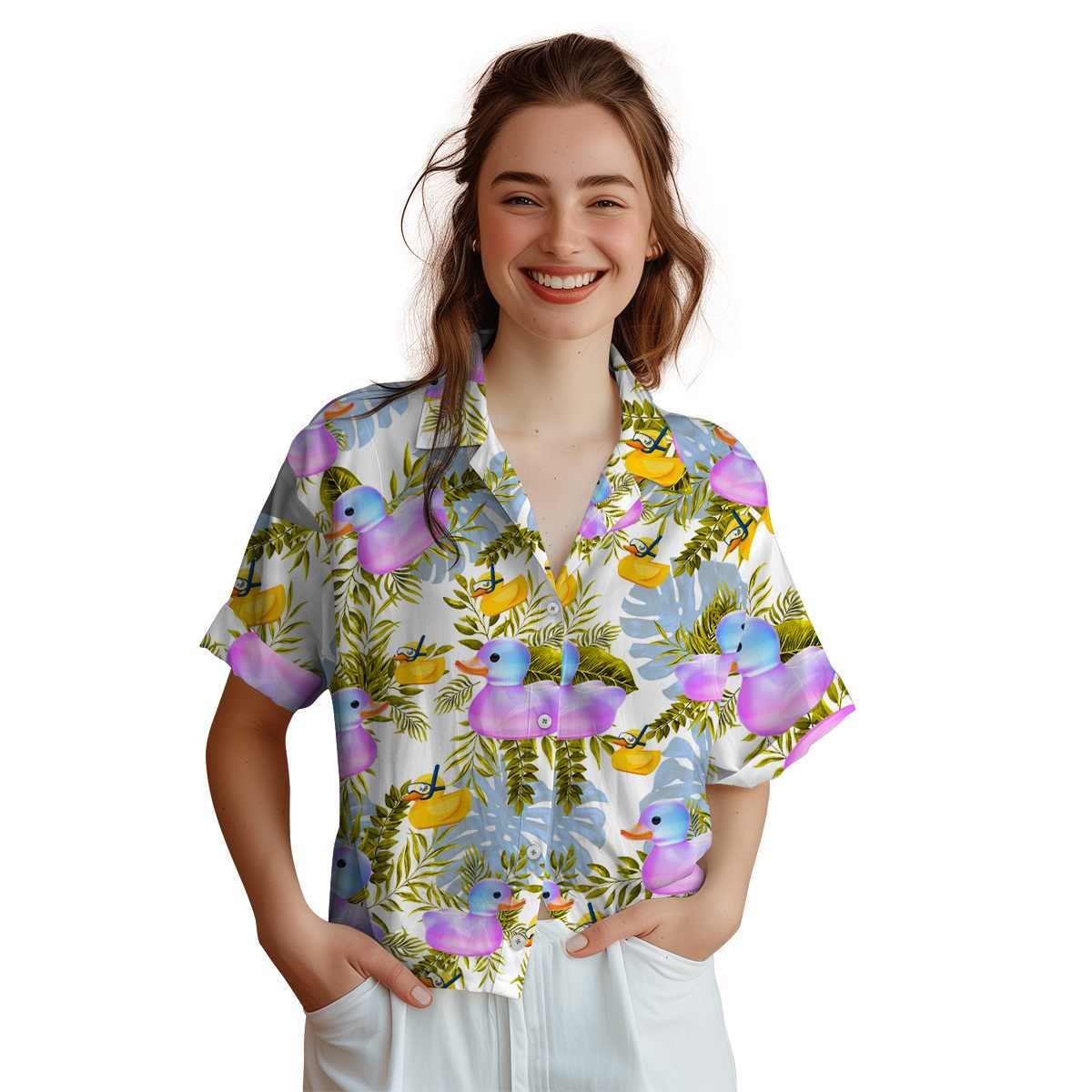 Rubber Duck Tropical Fronds Hawaiian Shirt Top rated Rubber Duck Tropical Fronds Hawaiian Shirt Top rated