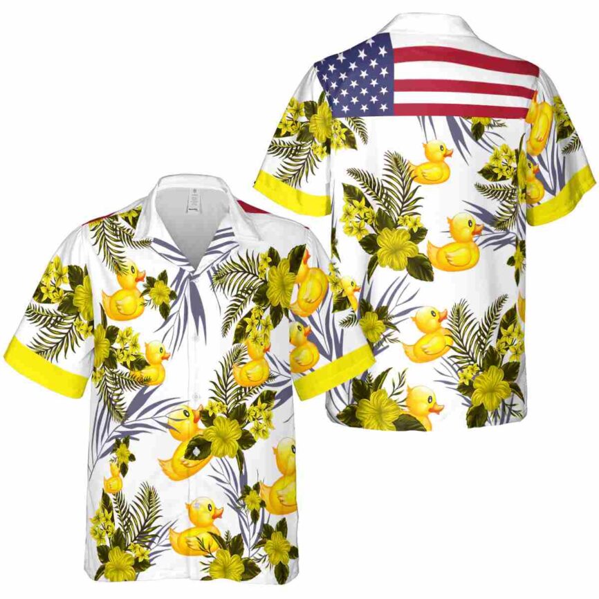 Rubber Duck US Flag Floral Hawaiian Shirt Premium grade