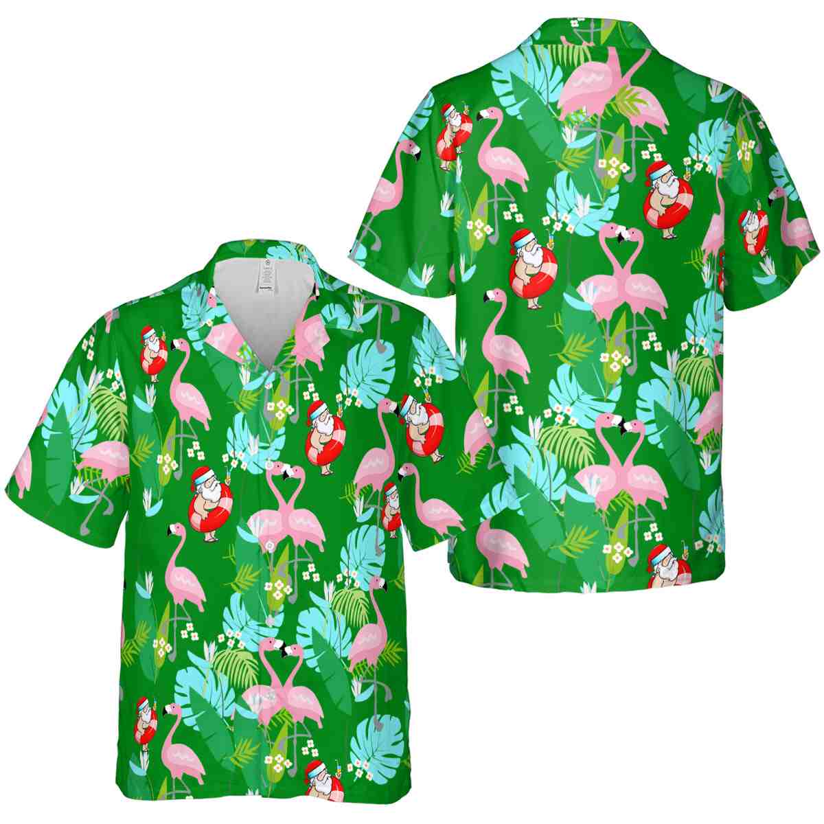 Santa Flamingo Leaf Hawaiian Shirt Premium grade Santa Flamingo Leaf Hawaiian Shirt Premium grade