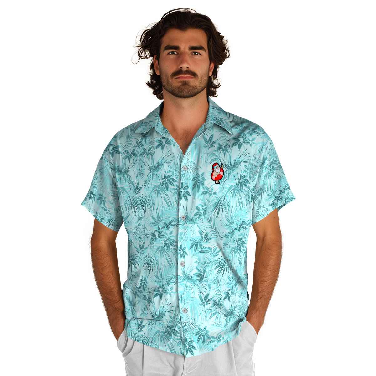Santa Foliage Print Hawaiian Shirt New Arrival Santa Foliage Print Hawaiian Shirt New Arrival