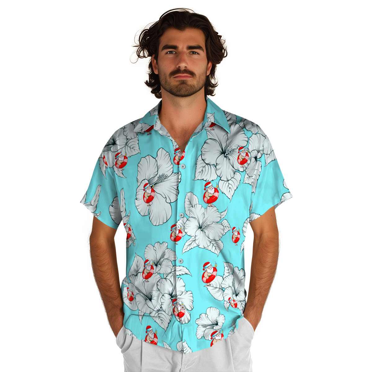 Santa Hibiscus Flower Hawaiian Shirt New Arrival Santa Hibiscus Flower Hawaiian Shirt New Arrival