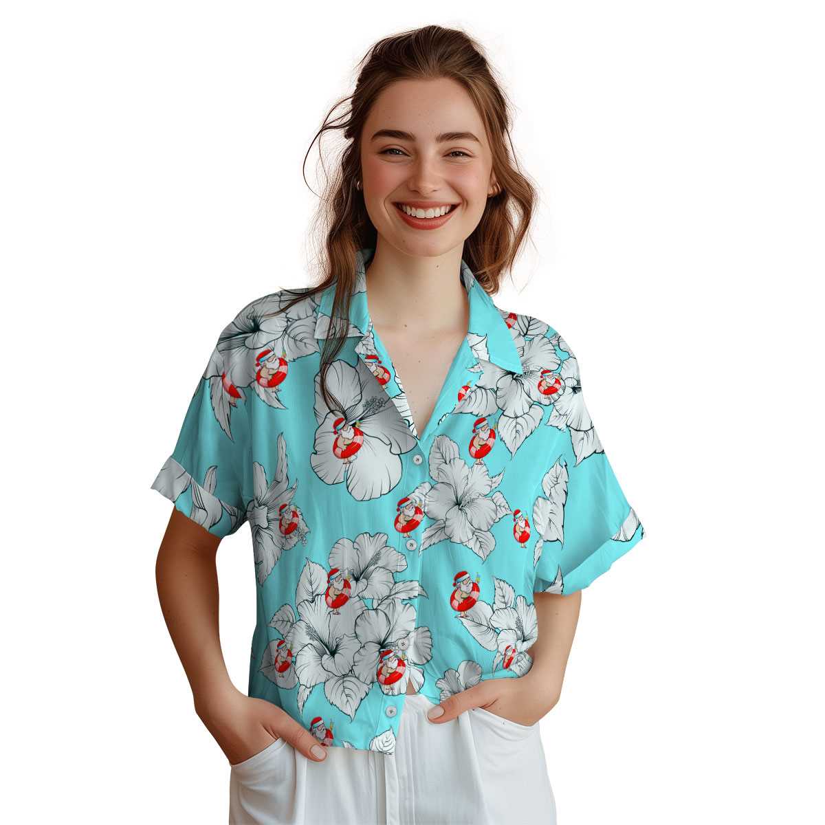 Santa Hibiscus Flower Hawaiian Shirt Top rated Santa Hibiscus Flower Hawaiian Shirt Top rated