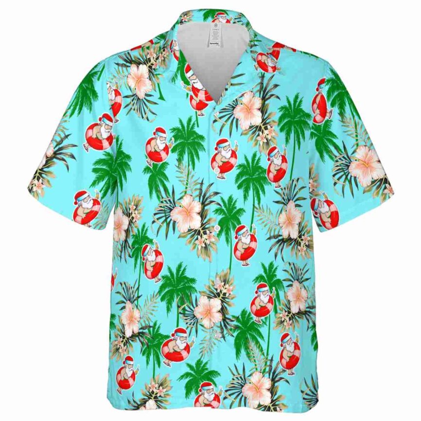 Santa Hibiscus Palm Hawaiian Shirt Fashion forward