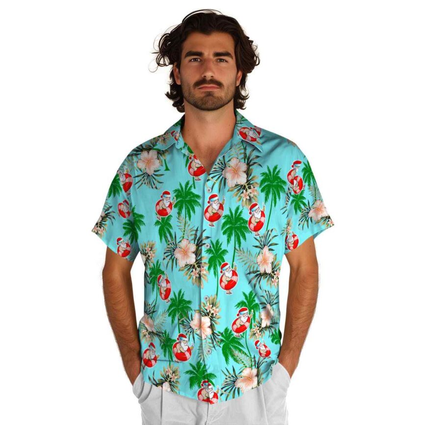 Santa Hibiscus Palm Hawaiian Shirt New Arrival