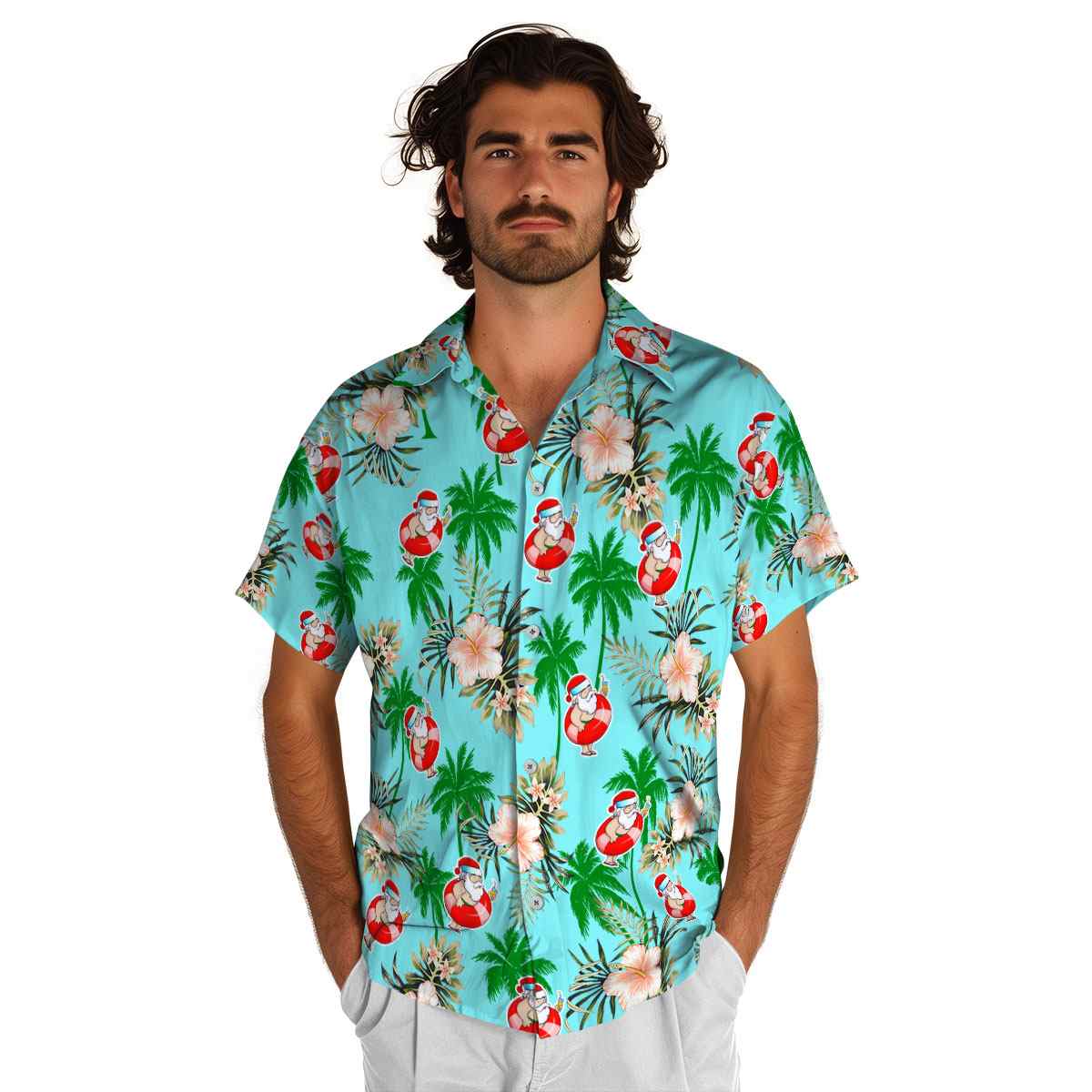 Santa Hibiscus Palm Hawaiian Shirt New Arrival Santa Hibiscus Palm Hawaiian Shirt New Arrival