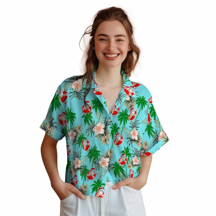 Santa Hibiscus Palm Hawaiian Shirt Top rated